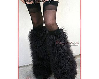 Leg Warmers Outfit, Black Leg Warmers, Fur Leg Warmers, Fluffy Boots, Fuzzy Boots, Boot Covers, Leg Warmer, White Faux Fur, Rave Wear