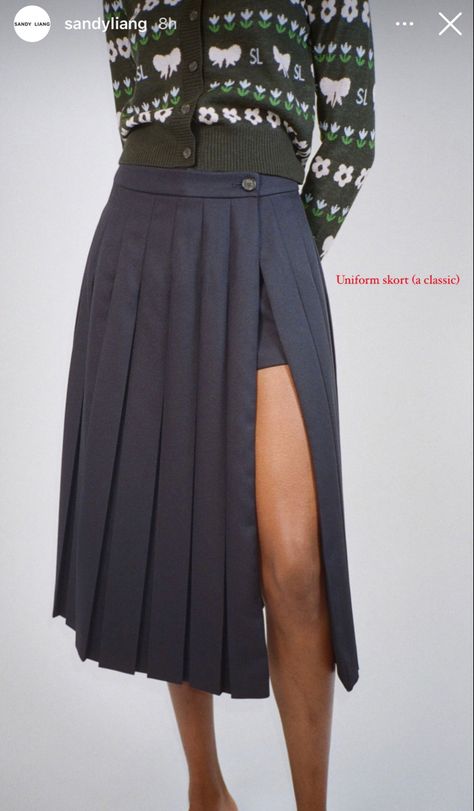 Sandy Liang Pleated Skirt, Uniform Skirt, 2024 Outfits, Sandy Liang, Fashion Project, Magnetism, Spring 2024, Skirt Pattern, Pleated Skirt