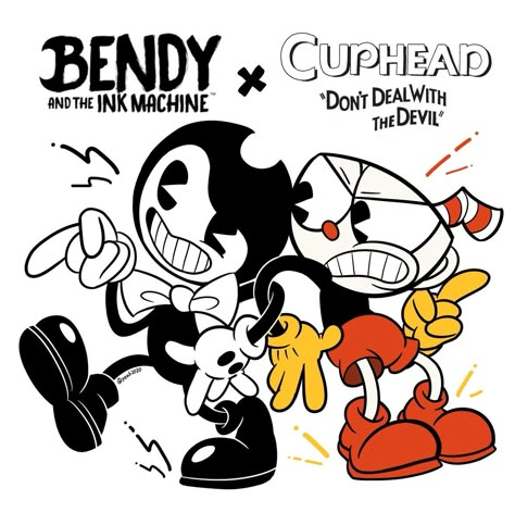 Cuphead And Bendy, Cuphead X Bendy, Bendy Y Boris, Old Cartoon Characters, Cuphead Game, The Cuphead Show, Cuphead And Mugman, Cuphead Show, Cup Head