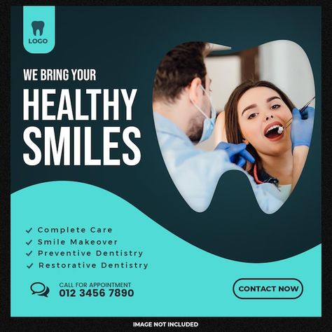 PSD dentist and dental care social media... | Premium Psd #Freepik #psd #template #social-media-instagram #instagram-post #instagram-template Dental Clinic Social Media Post, Dentist Social Media Posts, Dental Social Media Posts, Dental Social Media Design, Dentist Advertising, Dentist Design, Dental Post, Dentist Social Media, Dental Social Media