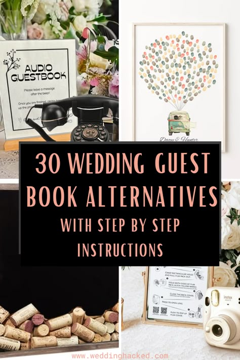 Tired of the same old guest books at weddings? 🙅‍♀️ Dive into our 🎉30 Fun & Unique Non-Traditional Wedding Guest Book Alternatives! Turn your guest book into a fun, interactive party piece with options like audio messages📞, thumbprint trees🌳, wine corks🍷, and travel maps🗺️. Say "I do" to creativity! Creative Wedding Guest Books, Guess Book, Fun Guest Book, Creative Guest Book, Magic Wedding, Guest Book Tree, Audio Guest Book, Non Traditional Wedding, Wedding Planning Book