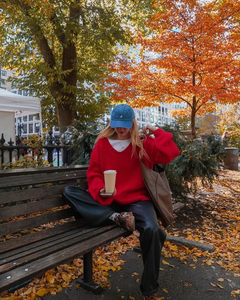 in love with fall in boston🍁 sweater: @beginningboutique code: BBX15NELA Boston Aesthetic Fall Outfits, Boston Inspo Pics, Boston Fall Aesthetic, Boston Pictures Ideas, Boston Instagram Pictures, Boston Photoshoot, Fall In Boston, Boston Pictures, Boston Winter