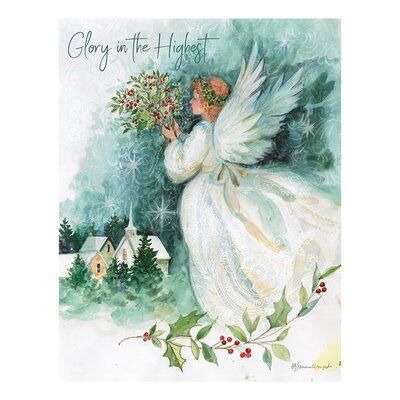 Send season's greetings to your family and friends with Angel of Christmas boxed Christmas cards featuring artwork by Susan Winget! Fill hearts with holiday cheer with the boxed Christmas cards that combine colorful artwork with holiday greetings inside and out. With quality features like linen-embossed paper stock and foil embellishment, these are a truly special way to connect with loved ones around the holidays! | The Holiday Aisle® Angel of Christmas Boxed Card in Blue / Green / White, Size Elegant Christmas Cards, Watercolor Angel, Christmas Card Online, Religious Christmas Cards, Susan Winget, Boxed Christmas Cards, Christmas Puzzle, Elves And Fairies, Beautiful Christmas Cards