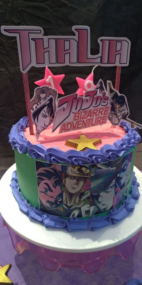 Jojo's Bizarre Adventure Birthday, Jjba Cake, Adventure Birthday Cake, Bolo Soft, Adventure Cake, Adventure Birthday Party, Birthday 2023, Anime Cake, Adventure Party