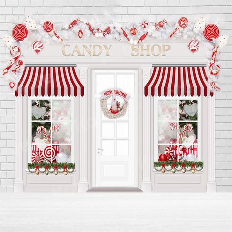 Kate Christmas Candy Shop Backdrop for Photography Christmas Candy Shop, Mini Cafe, Christmas Backdrop, Christmas Photo Booth, Pink Things, Backdrop Ideas, Christmas Backdrops, Home Decor Christmas, Office Christmas