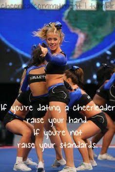 cheerleading quotes for flyers raise your standards - Google Search Cheerleading Quotes Inspirational, Cheer Sayings, Cheer Funny, Cheer Hacks, Cheer Tryouts, Cheerleading Quotes, Cheer Things, Cheerleading Cheers, Cheerleading Competition