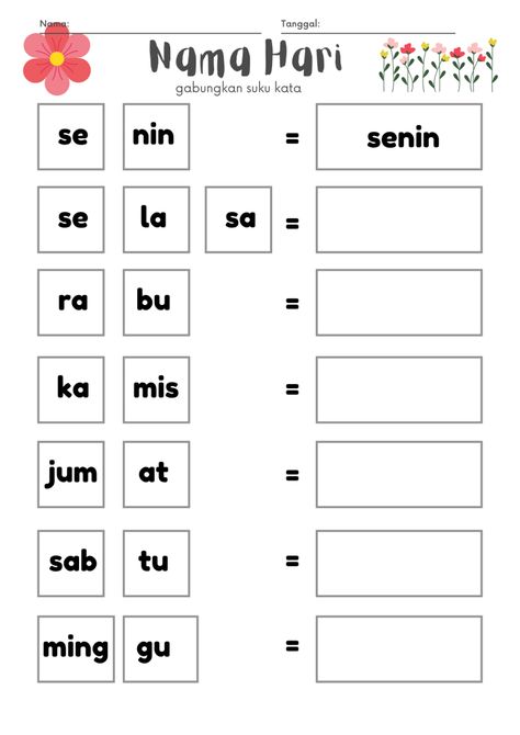 Lembar Kerja anak TK PAUD – A glimpse of my thoughts Worksheet Belajar Membaca Tk, Worksheet Menulis, Worksheet Membaca, Pelajaran Tk, Soal Tk, School Kids Activities, Preschool Activities Printable, Kindergarten Phonics Worksheets, Aktiviti Kanak-kanak