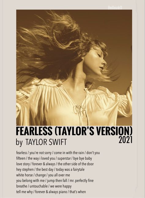 Minimalist/polaroid album poster by me Gracie Taylor, Fearless Poster, Music Album Posters, Taylor Swith, Fearless Album, Manifesting Goals, Swift Aesthetic, Colbie Caillat, Souvenir Collection