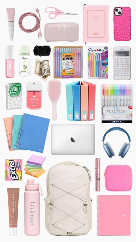 High School Essentials, Middle School Essentials, School Emergency Kit, School Backpack Essentials, Middle School Survival, Preppy School Supplies, School Routine For Teens, Pretty School Supplies, Holiday Skirt