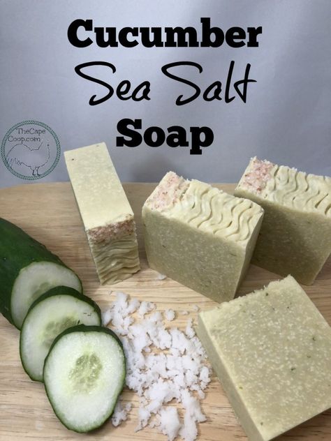 Cucumber Sea Salt Soap - The Cape Coop Unique Melt And Pour Soap Ideas, Cucumber Soap, Savon Diy, Sea Salt Soap, Diy Soap Bars, Easy Soap Recipes, Diy Soap Recipe, Salt Soap, Cold Process Soap Recipes