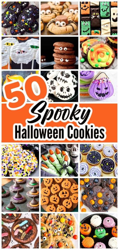 Delve into the realm of the eerily delicious with "Easy Halloween Treats: 50 Spooky Cookies & Cookie Decorating Ideas for Your Party Food Menu". Discover a variety of easy-to-make, frightfully charming cookies, perfect for your Halloween feast. From ghoulish ghouls to spooky specters, these cookies are more treat than trick. Experience chocolate cookies that are devilishly indulgent and hauntingly delightful, ideal for Halloween! Cookies For Halloween Party, Halloween Themed Cookies Easy, Halloween Cookies Recipes Easy, Halloween Baking Ideas Cookies, Fun Halloween Cookies, Chocolate Chip Halloween Cookies, Chocolate Dipped Oreos Halloween, Halloween Desserts Easy Cookies, Spooky Cookies Decorated