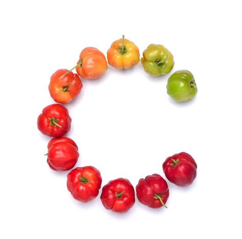 Letter c, colorful font of acerola cherr... | Premium Photo #Freepik #photo #food #leaf #nature #typography Nature Typography, Acerola Cherry, Photo Letters, Photo Food, Cherry Fruit, Art Calligraphy, Hello Fresh, Letter C, White Bowls