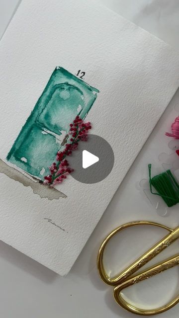 Embroidery Watercolor, Watercolour Embroidery, Watercolor Embroidery, Embroidered Cards, Watercolour Abstract, Abstract Embroidery, Embroidery Cards, Painting Tutorials, Watercolor Sketch