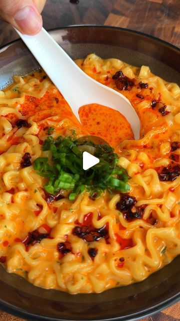 Vimarsh Patel | Easy 15 minute recipes: Ep 2. Buldak Carbonara ramen  Full Recipe: https://amateurprochef.com/  #homecooking #athomerecipe #chowmein... | Instagram Ramen Noodle Add Ins, Buldak Ramen Carbonara Recipe, Yummy Ramen Noodle Recipes, Buldak Carbonara Recipe, Buldok Ramen Recipe, Ramen Noodles Upgrade, Ramen With Spam, Spicy Cheese Ramen, Ramen Carbonara Recipe