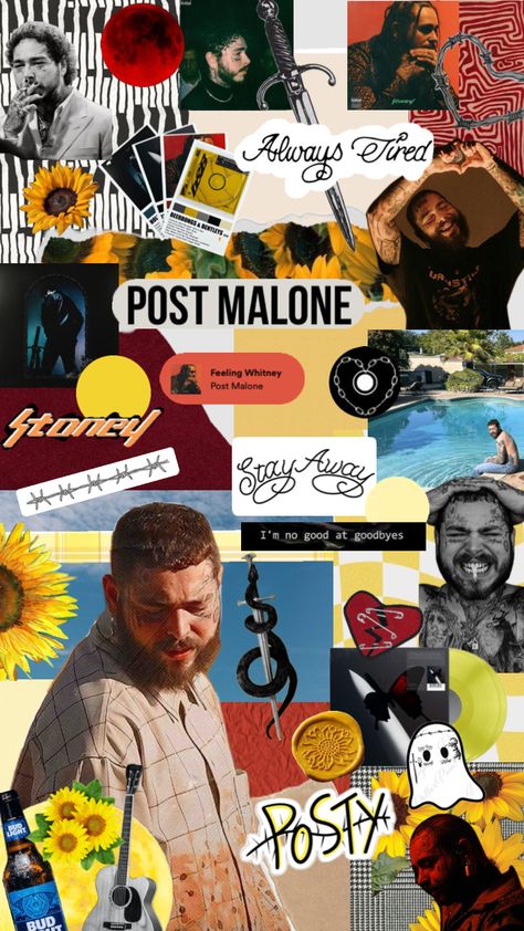 Post Malone Collage Wallpaper, Post Malone Lock Screen, Post Malone Aesthetic Wallpaper, Post Malone Wallpaper Iphone, Post Malone Aesthetic, Post Malone Album, Artist Wallpaper, Post Malone Wallpaper, Top Music