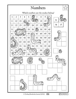 Which numbers are the snakes hiding? This coloring math worksheet gives your child practice counting, ordering numbers, and solving number puzzles. Printable Kindergarten, Math Place Value, Math Number Sense, 1st Grade Math Worksheets, Math Intervention, Number Puzzles, Math Work, Ordering Numbers, Kindergarten Math Worksheets