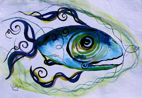 Watercolor Fish, Fish Painting, Fish Art, Elements Of Art, Stretched Canvas Prints, Art Reproductions, Acrylic Prints, Canvas Material, Fine Art America