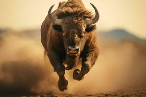 AI generated bighorn bull running through dust bokeh style background with Generative AI Bull Running, Bulls Wallpaper, Running Of The Bulls, Charging Bull, Bull Art, Raging Bull, Style Background, Bull Run, Cityscape Photos