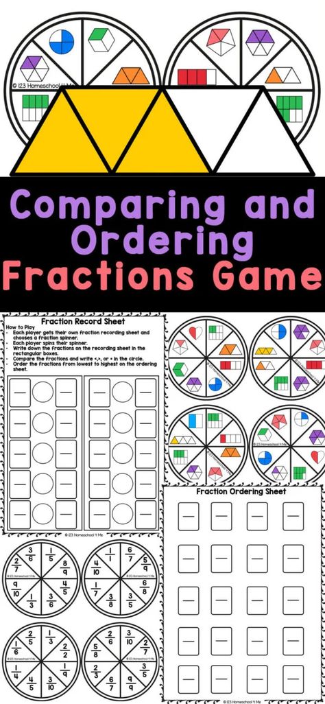 Kids will love learning about comparing and ordering fractions with this fun and free Fraction Games.  Use this compare and order fractions activity with 3rd grade, 4th grade, and 5th grade students. With this fraction math game, children will learn about comparing and ordering fractions with different denominators through this fun fourth garde math game. Hands On Fractions 4th Grade, 4th Grade Fractions Activities, Fractions Worksheets 4th Grade, Fraction Activities 4th Grade, Comparing Fractions 4th Grade, Comparing Fractions 3rd Grade, Comparing Fractions Worksheet, Compare And Order Fractions, Fraction Games For Kids