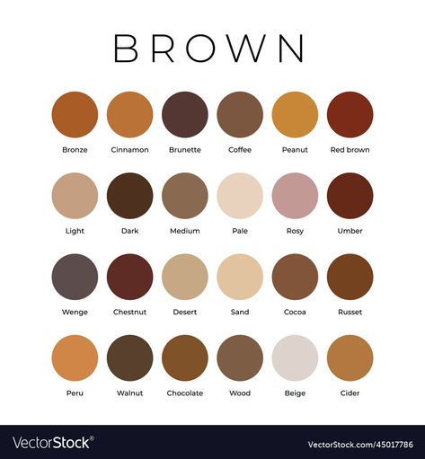 Brown Color Names, Red Color Names, Color Mixing Chart Acrylic, Color Knowledge, Color Mixing Chart, Skin Color Palette, Brown Color Palette, Color Vibe, Color Meanings