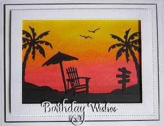 Tropical Collection Beach Birthday Cards, Beach Coconut Tree, Tree Hammock, Sue Wilson Cards, Sue Wilson Dies, Beach Coconut, Silhouette Cards, Beach Cards, Embossing Stencils