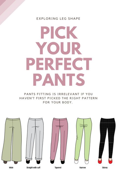 Rae Cumbie is our resident pants expert, with a particular penchant for pants fitting. However, pants fitting is irrelevant if you haven’t first picked the right pattern for your body. Read on for Rae’s tips on selecting the right leg shape for your body.  #sewnews #sew #diy #sewing #pattern #pants Sew High Waisted Pants, Pants Pattern Womens, Sew Pants, Leg Shapes, Women Pants Pattern, Trousers Pattern, Pattern Pants, Sewing Pants, Sewing Alterations