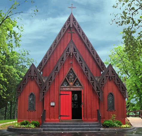 Upjohn’s Rural Architecture and Carpenter Gothic – Church Architecture Wisconsin Wallpaper, St John Chrysostom, Carpenter Gothic, Spiritual Places, Red Doors, John Chrysostom, Rural Architecture, Country Churches, Old Country Churches