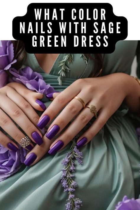 Discover the perfect nail color to complement your stunning sage green dress! From elegant neutrals to bold pops of color, find the ideal shade to enhance your outfit and complete your look Explore our guide to find the answer to the timeless question: What Color Nails With Sage Green Dress? 💅✨ #WhatColorNailsWithSageGreenDress #NailColorInspiration #GreenDress #NailArtIdeas #StyleInspo #FashionTips #NailPolish #NailTrends #ManicureIdeas #BeautyInspiration #NailGoals #NailEnvy Nails With Sage Green Dress, Nails To Go With Sage Green Dress, What Nails Go With Green Dress, Nail Color For Green Dress, Nails For Sage Green Dress, Green Dress Nails Color Combos, Nails With Sage Green, Nails With Green Dress, Nails To Match Green Dress