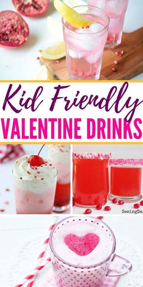 Valentine's Day Mocktails for Kids and Adults| Non-Alcoholic Drink Ideas| Best Drinks without Alcohol| Alcohol Free Drinks for Kids and Adults| Mocktails! #vday #mocktails #kidsdrinks #valentinesday #vdaydrinks via @aspiringwinos Vday Mocktails, Valentines Party Drinks, Valentine Punch Recipe, Drinks Without Alcohol, Drinks With Sprite, Sherbet Punch Recipes, Drinks For Kids, Valentine Drinks, Valentine Cocktails