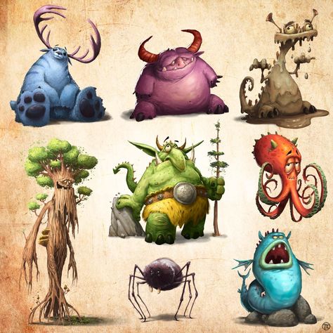 ArtStation - Monsters - character art, Tomek Larek Cartoon Monsters Drawing, Scary Mansion, Cute Monster Illustration, Monster Sketch, Cute Monsters Drawings, Monster Artwork, Game Cover, Monster Drawing, New Template