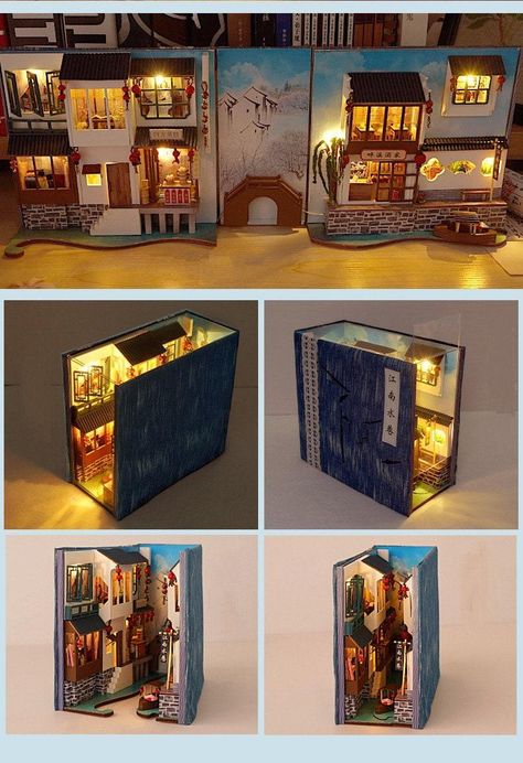 This is a DIY kit, including all the materials needed to build the dollhouse shown in the picture. Everything requires assembly. This is NOT a finished product. ♫ PRODUCT DESCRIPTION ♫ DIY book house is a handmade miniature furniture toy. This one with the theme of Jiangsu Watertown book scenery is very popular as a new year gift. There are many mini jewels in the baby room. We need more patience. I believe that when you finish this work, you will feel a great sense of accomplishment. He will br Diy Book Nook, Cat Soft Toy, Bookshelf Art, Book House, Construction Lego, Room Book, Dollhouse Kits, Book Stands, Book Nook