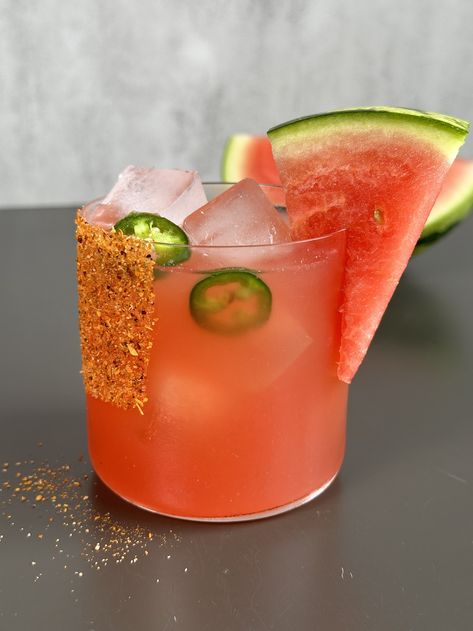 Watermelon Jalapeño Margarita — Drinks with Danica Jalapeno Vodka, Watermelon Jalapeno Margarita, Watermelon Cocktails, Margarita Drinks, Spicy Watermelon, National Watermelon Day, Watermelon Cocktail, Margarita Drink, Watermelon Day