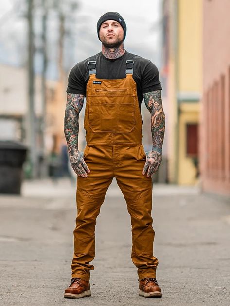 Woodworking Outfit, Lumberjack Outfit, Lumberjack Men, Fisherman Outfit, Mechanic Style, Outdoorsmen Style, Tatted Guys, Overalls Style, Alt Men