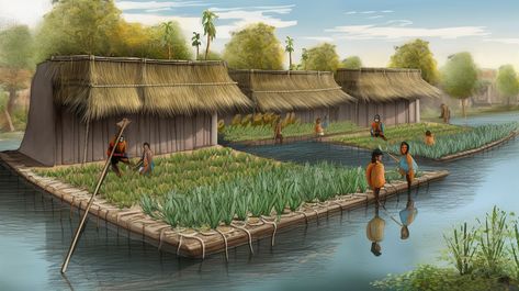 Aztec Floating Garden, Aztec Agriculture, Ancient Farming, Floating Gardens, Ancient Garden, Floating Village, Pond Pool, Urban Habitat, Ancient Aztecs