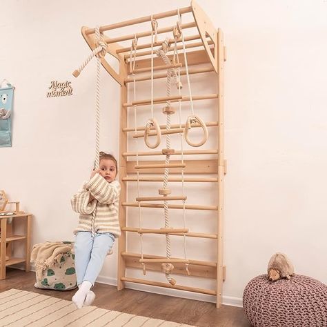 Woodandhearts Baby Mobile Swedish Ladder with Rope Accessories Indoor Swing Monkey Bars Toddler Climbing Rope Ladder Montessori Toddler Climbing Gym in Natural Wood Color : Amazon.ca: Toys & Games Swedish Ladder, Wall Bars, Swedish Wall, Toddler Climbing, Indoor Swing, Rope Ladder, Monkey Bars, Play Gym, Indoor Sports