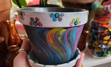 Boho Garden Planter | Painted Flower Pot | Colorful Planter | Boho Flower Pot | Garden Lover Gift | Boho Garden Art | Succulent Pot Painted Flower Pots Terra Cotta, Painted Flower Pot, Colorful Planters, Custom Planters, Terra Cotta Pot Crafts, Garden Lover Gifts, Pot Garden, Flower Pot Garden, Decorated Flower Pots