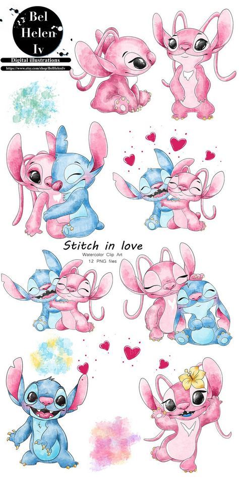 Stitch Watercolor, Disney Stitch Tattoo, Lilo And Stitch Tattoo, Angel Lilo And Stitch, Angel Stitch, ليلو وستيتش, Watercolor Angel, Stitch Tattoo, Lilo And Stitch Drawings