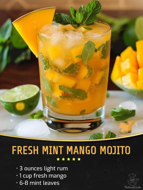 Mojito Ingredients, Mango Mojito, Beverage Recipes, Light Rum, Drinks Alcohol, Soup And Stew, Tequila Cocktails, Alcohol Drink Recipes, Drinks Alcohol Recipes