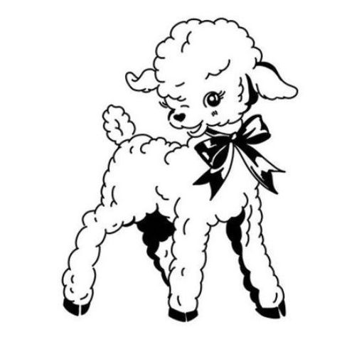 Kitsch Animal Illustration, Lamb Drawing, Kewpie Tattoo, Cartoon Lamb, Kewpie Art, Lamb Tattoo, Sheep Tattoo, Sheep Drawing, Unique Wrist Tattoos