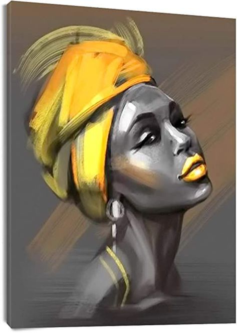 LB Framed African American Women Canvas Wall Art Black Woman Yellow Hair Beauty Abstract Painting Canvas Prints Living Room Bedroom Bathroom Home Decoration Ready to Hang,12x16 inch African American Wall Art, Afrique Art, Afrikaanse Kunst, Butterfly Canvas, Wall Art Black, Yellow Hair, Canvas Art Wall Decor, Abstract Canvas Painting, Art Painting Acrylic