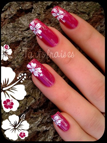 Hawaiian Flower Nails, Hawaiian Nails, Fingernail Designs, Her Nails, Flower Nail Art, Cat Kuku, Beautiful Nail Designs, Nail Designs Spring, Fabulous Nails