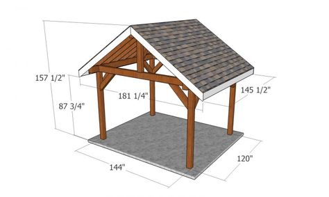 12×10 Gable Pavilion – Free DIY Plans 10x12 Gazebo, Yard Remodel, Pavilion Plans, Screened Gazebo, Gazebo Plans, Roof Trim, Grill Gazebo, Outdoor Patio Bar, Wooden Gazebo