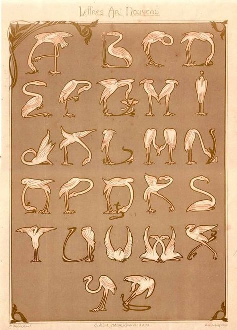 Art Nouveau Typography, Motifs Art Nouveau, Illustration Art Nouveau, Design Art Nouveau, Art Nouveau Illustration, Alfabet Letters, Illuminated Letters, Alphabet Art, Art Nouveau Design