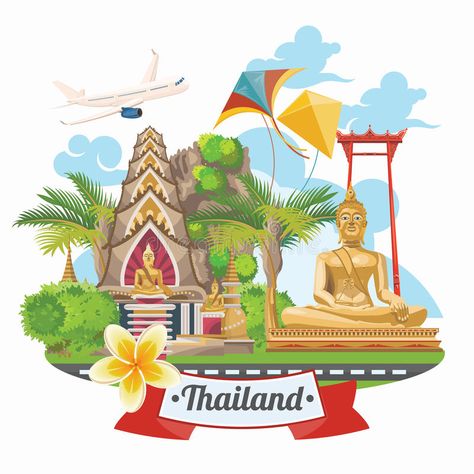 Thailand Tourism, Friend Vacation, Elements Illustration, Travel Words, Travel Thailand, Canada Road Trip, World Decor, Travel Outfit Summer, Travel Logo