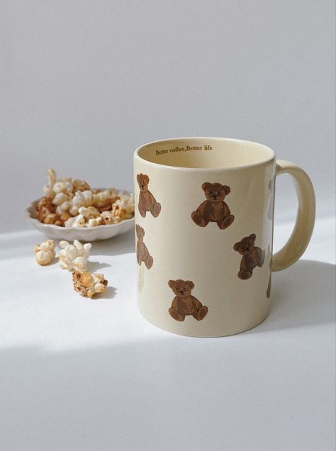 Ceramic Pottery Mug, Cute Dishes, Cute Morning, Mugs Aesthetic, Coffee Mugs Unique, Mug Aesthetic, Ceramic Bear, Bear Ceramic, Cup Pottery