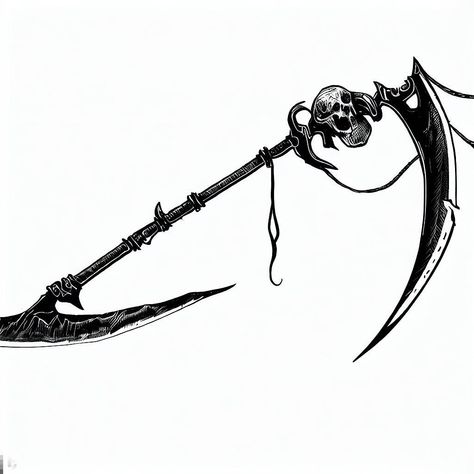 Syth Tattoo Design, Scythe Tattoo Design, Scythe Drawing, Scythe Design, Scythe Tattoo, Scary Tattoos, Back Tattoo, Art Drawings Sketches, Black Rose