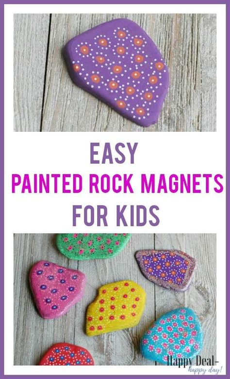 Easy Painted Rock Magnets for Kids  #paintedrocks #rockpainting #kidscrafts #magnets #rockart #rock #kidsactivities #kidscraft #paintedstones #paintedrockideas Rock Magnets, Handmade Craft Ideas, Frugal Decor, Scarecrow Crafts, Frugal Family, Painted Rocks Kids, Rock Painting Ideas Easy, Kids Board, Kids' Crafts