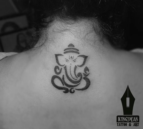 Small Ganesha Tattoo Design, Ganesha Tattoo Back, Small Ganesha Tattoo, Ganesh Tattoo, Tattoo On Back, Ganesha Tattoo, God Tattoos, 2 Letter, Tattoo Designs For Girls