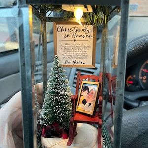 Christmas In Heaven Lantern, Memory Lantern, Memorial Lanterns, Mini Christmas Ornaments, Christmas In Heaven, Remembrance Gifts, Lanterns Decor, Ribbon Design, Candle Lanterns