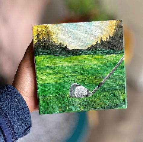 Golf Painting Ideas, Golf Painting Easy, Paintings For Dad, Golf Ball Painting, Art For Fathers Day, Golf Artwork, Golf Painting, Art Mini Toile, Ball Painting